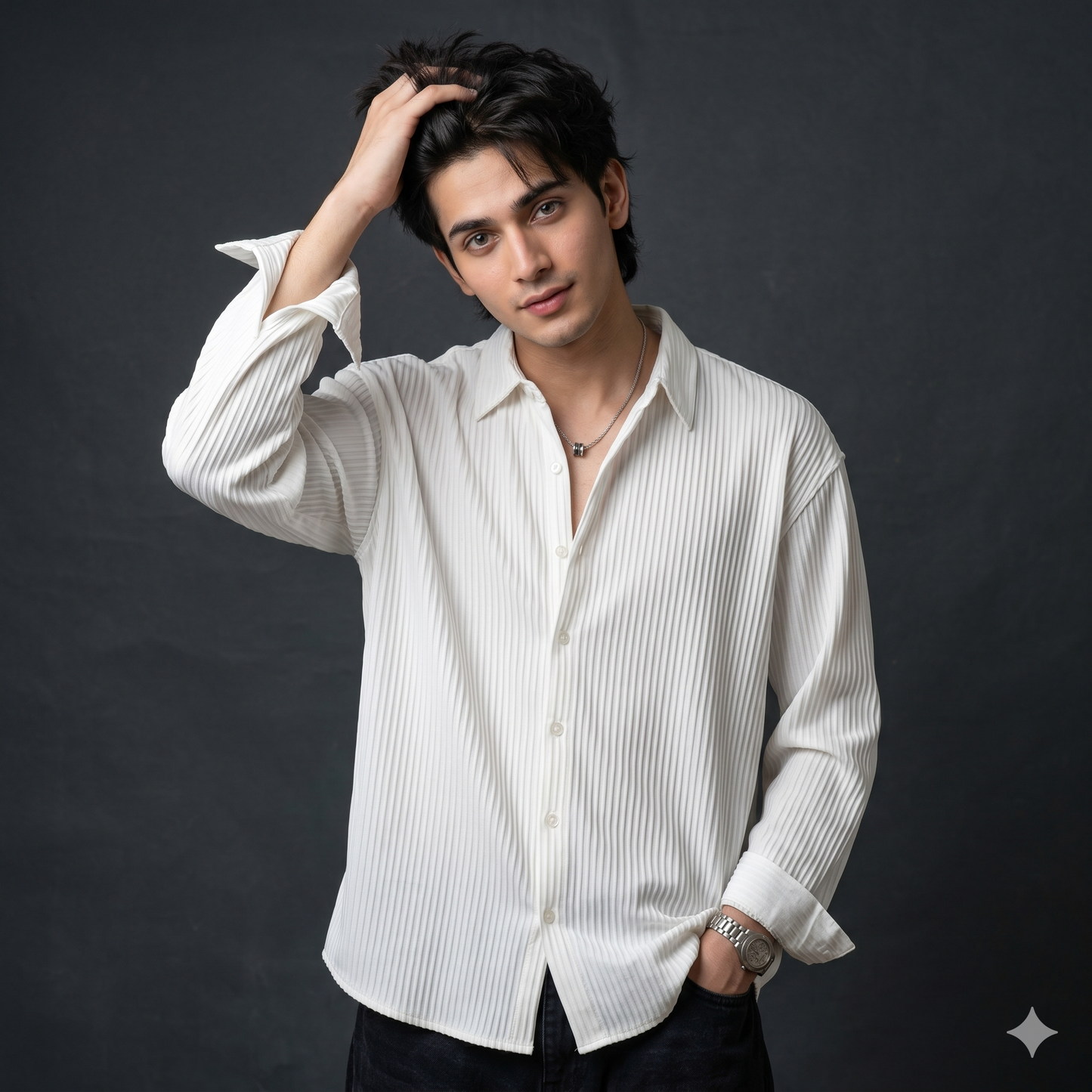 ROYSAHAB | Structured Cotton Oversized Shirt — Ivory White