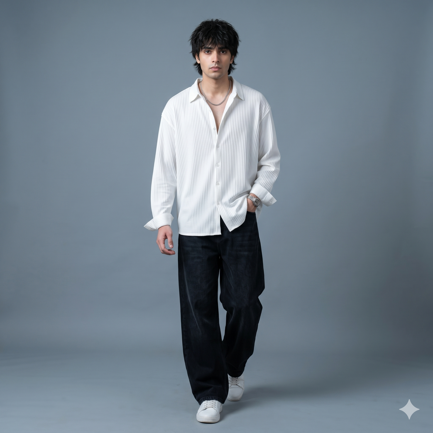 ROYSAHAB | Structured Cotton Oversized Shirt — Ivory White
