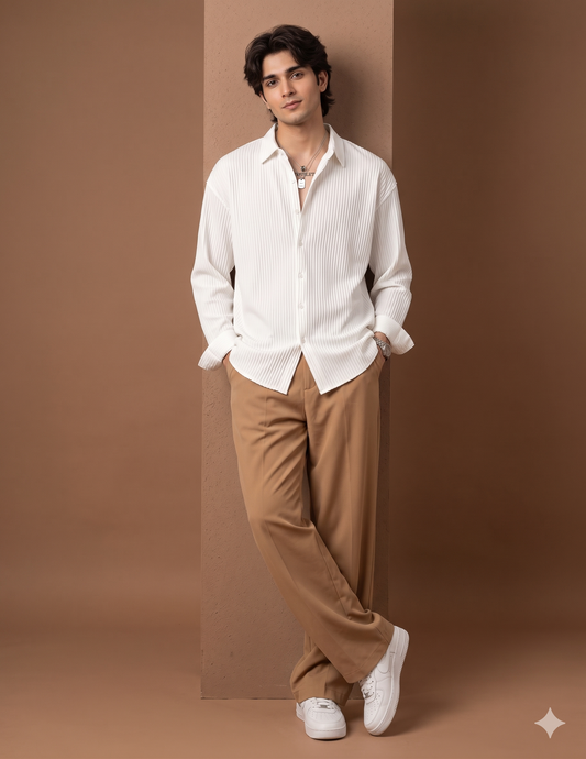 ROYSAHAB | Structured Cotton Oversized Shirt — Ivory White