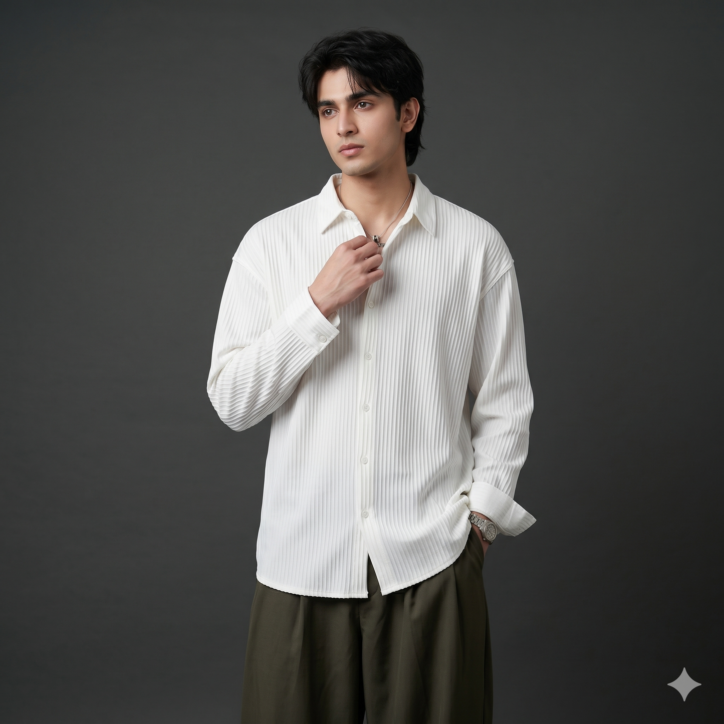 ROYSAHAB | Structured Cotton Oversized Shirt — Ivory White